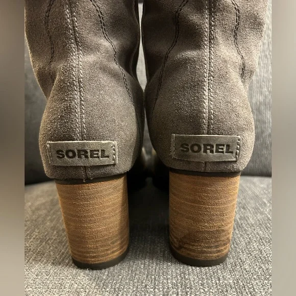 Sorel Addington Distressed Gray Leather Tall Heeled Boots size 9 - Picture 5 of 12